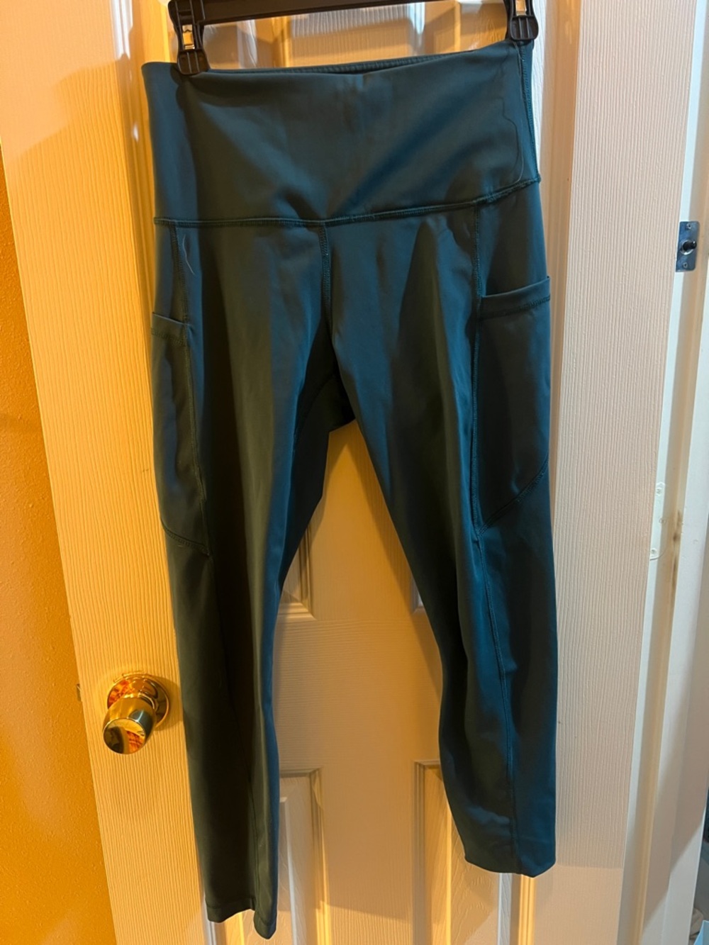 90 Degree By Reflex High-Waist Dark Green Leggings with Side Pockets